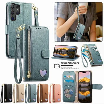 Zipper Leather Wallet Phone Cases for Samsung Galaxy S26 Ultra S25 Plus S24 S23 FE S22 A57 A37 A17 A56 A36 A16 Card Holder Cover 1