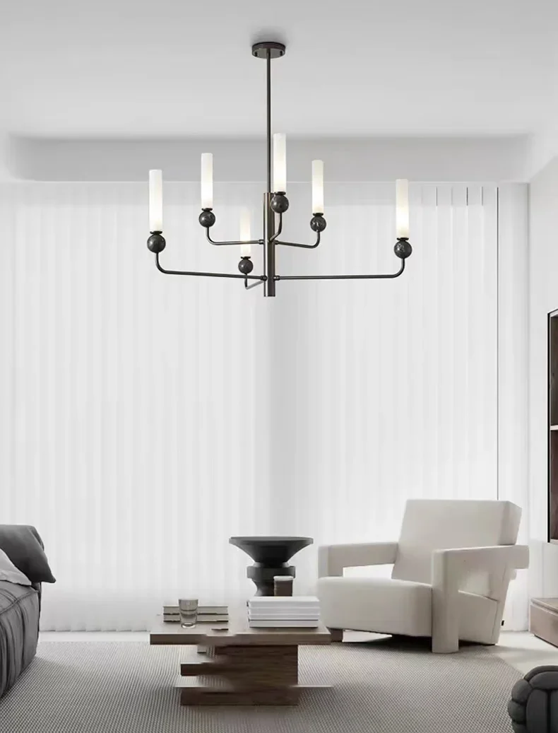 Description Picture 2 of itemModern Simple Chandelier Luxury Marble Ball Brass Lustre Light Fixture Parlor Bedroom Restaurant Study Home Decoration Luminaria