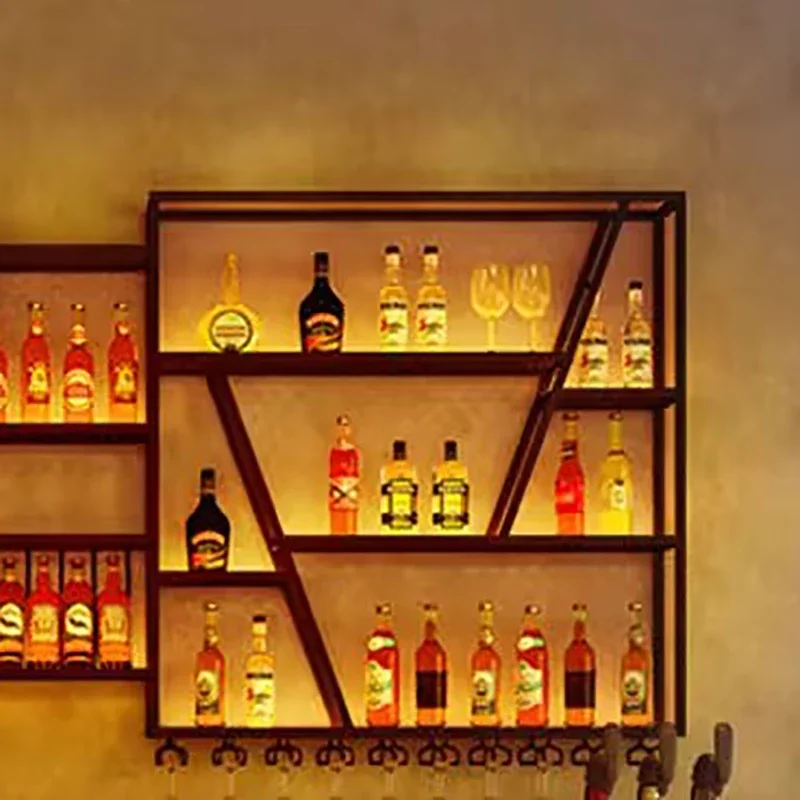 Modern Metal Shelf Bar Cabinet Display Liquor Bottle Wine Cabinets Hanging Whisky Storage Armario Para Vinos Liquor Furniture