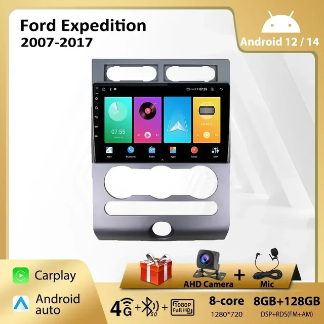 Android Radio Stereo For Ford Expedition 2007-2017 GPS Navigation Carplay 4G WiFi Car Multimedia Player Autoradio 8 Core 8+128GB