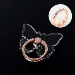 Elegant Transparent Butterfly Ring Phone Holder - Luxury Foldable Stand Accessory (Rosegolden Ring)