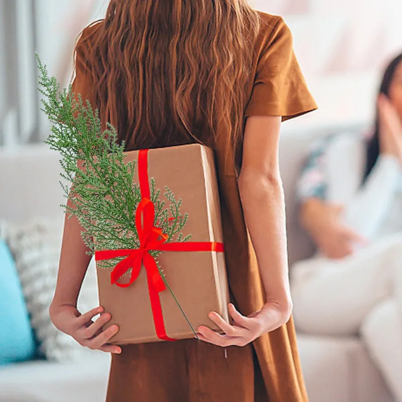 Branches de pin artificielles en flocons de neige, fausses plantes vertes de Noël, feuilles de pin, guirlande DIY, décorations d'arbre de Noël, décoration de fête du Nouvel An_voghion.com