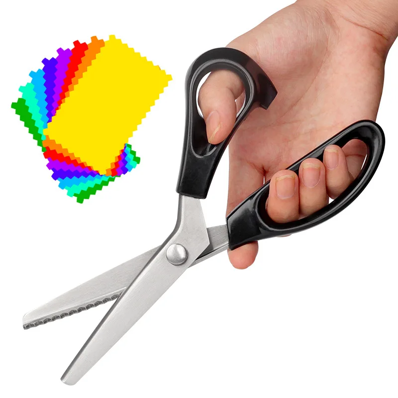1pc Pinking Shears For Fabric Cutting,Zig Zag Scissors,Scrapbook Scissors  Decorative Edge,Great For Many Kinds Of Sewing Fabrics Leather And Craft  Paper,Professional Handheld Dressmaking,Craft Scissors Serrated Scissors,Lace  Scissors
