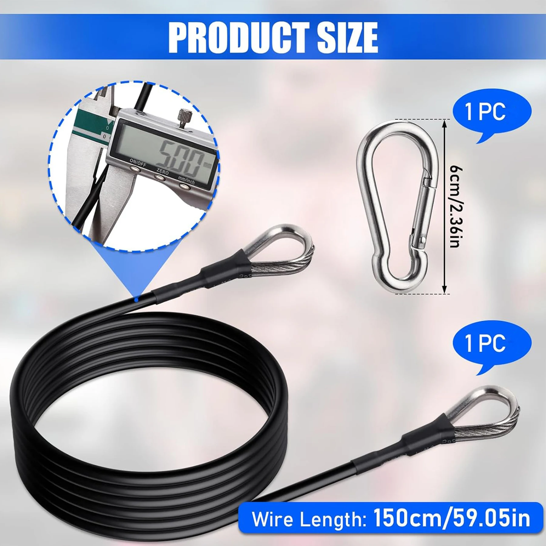 Gym Cable Extender Extension Rope Attachment 39/59 Inch 5mm Heavy Duty Compatible with Home Gym Accessories gym accessories fitness cable pulley fitness pulley cable fitness pulley gym workout rope