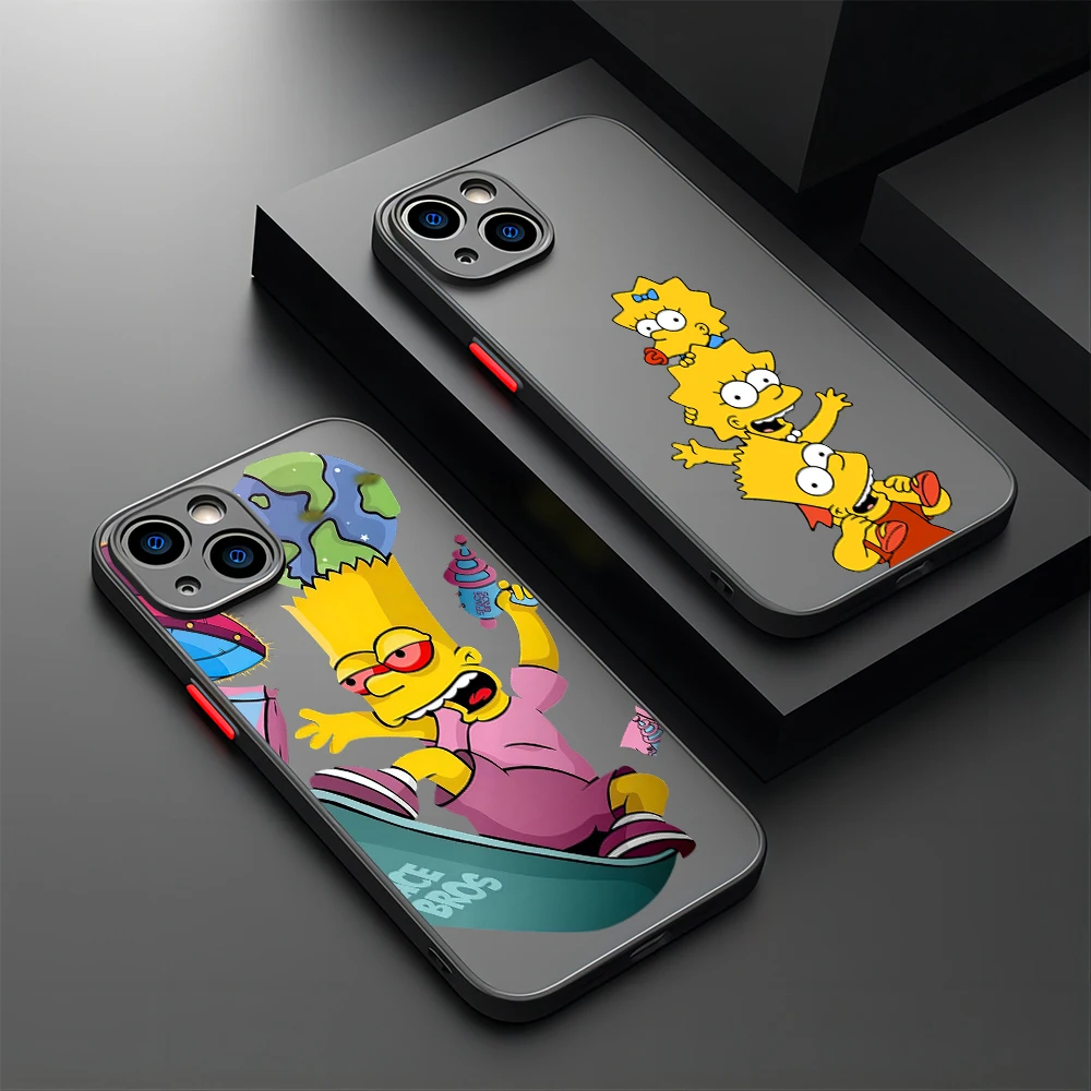 Cartoon Cute The s-Simpsons Matte Transparent Phone Case Cover