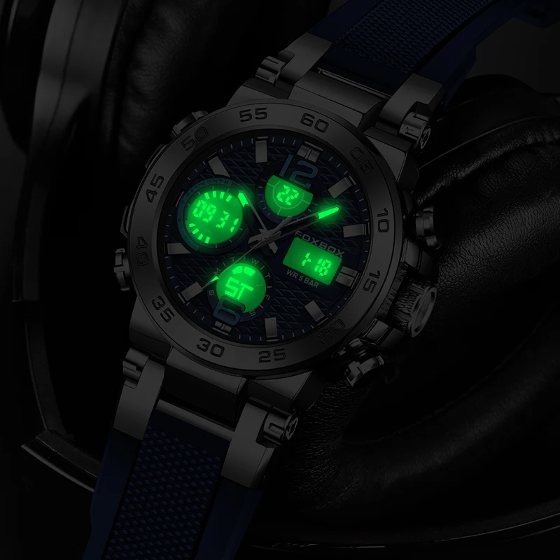 LIGE Men Military Watches Fashion Big Dial Sport Watch LED Digital Waterproof Watch Men Casual Dual Display Clock Montre Homme