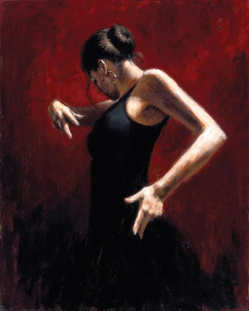 

TOP art good oil painting SPANISH DANCER Flamenco Dance woman-100% hand painted ART on canvas 32 inch- cost