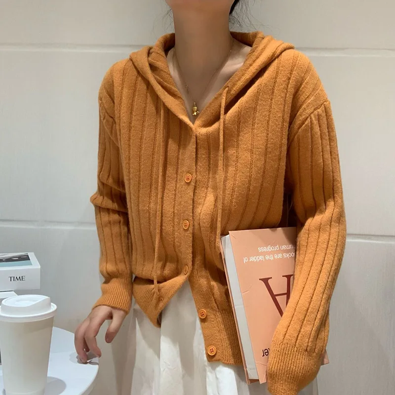 

C5590 Autumn Winter Sweater For Women Hooded Long Sleeve Cardigan Tops Lady Knitwear Sweaters Coat