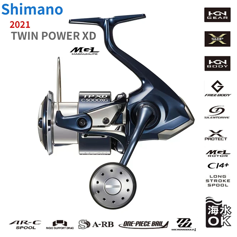 SHIMANO-carrete giratorio de agua salada, rueda de pesca TWIN POWER SW  4000XG 5000XG 6000PG 10000PG 10 + 1BB HAGANE MICROMODULE GEAR II, 2021 -  AliExpress