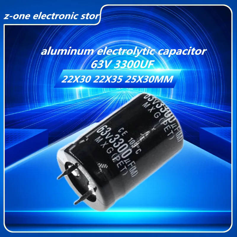 2pcs-10pcs 63V3300UF 25X30 aluminum electrolytic capacitor 63V 3300UF  22X30 22X35MM