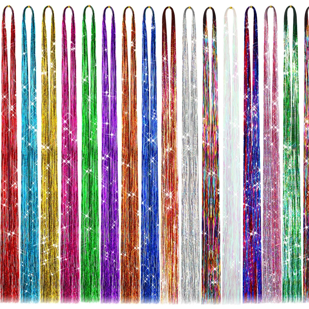 Sparkle Hair Tinsel: Heat-Resistant 36-Inch Multicolor Glitter Fairy Hair Accessories