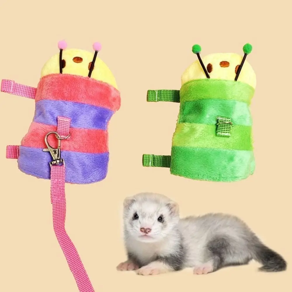Cute Cartoon Hamster Vest Harness Escape Proof Breathable Ferret Walking Leash Adjustable Small Animal Walking Vest Training