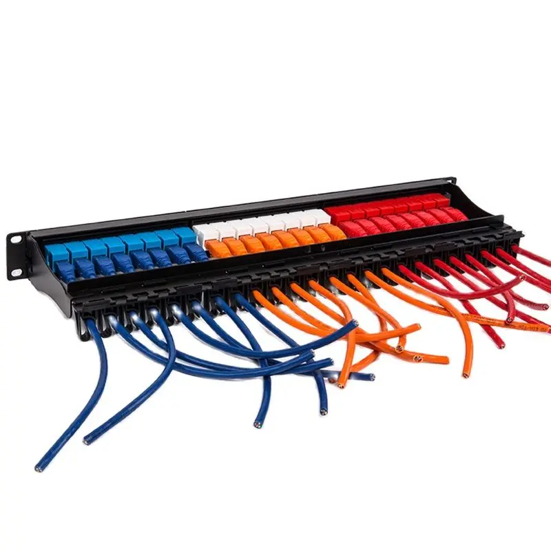 Pass-through Patch Panel Cabo de Rede 1u Rack Tie- 24 Port Cat6 Rj45 Adaptador Keystone Jack Modular Distribuição Quadro 19 - Imagem 2