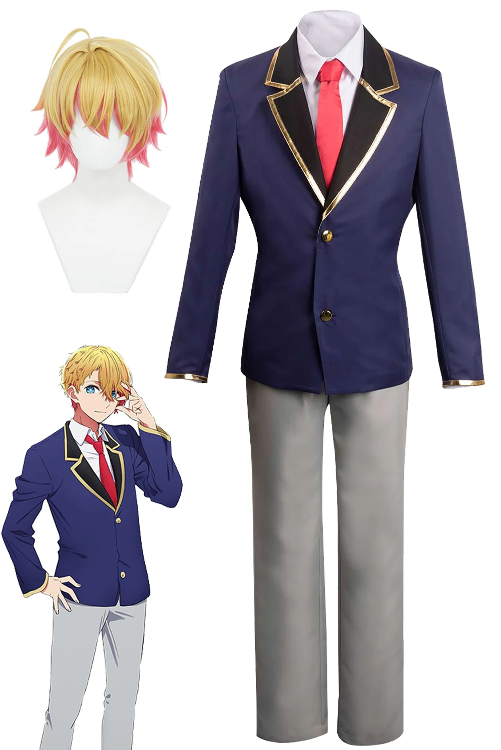

Anime Oshi No Ko Hoshino Aquamarine Cosplay Costume School Uniform Wig Men Role Playing Fantasia Fancy Dress Up Party Cloth Hair