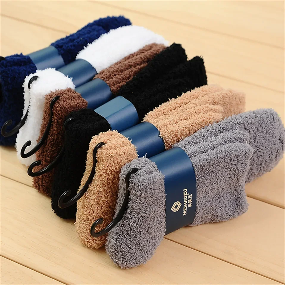 Winter Warm Fluffy Socks Men Soft Elastic Coral Velvet Unisex Thermal Cozy Floor Sleeping