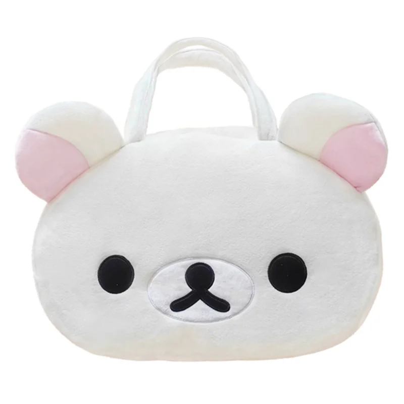 Borse tote in peluche Rilakkuma Korilakkuma per donna, borse a tracolla grandi e carine, borsa da viaggio anime kawaii con testa di orso bianco