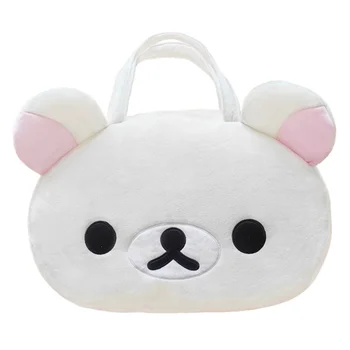 Borse tote in peluche Rilakkuma Korilakkuma per donna, borse a tracolla grandi e carine, borsa da viaggio anime kawaii con testa di orso bianco