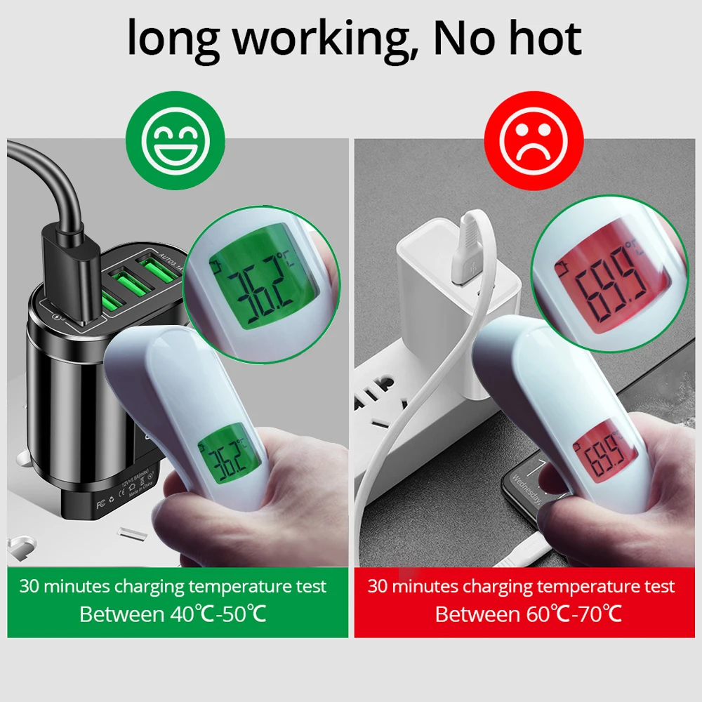 4 Ports USB Charger Quick Charge 5.1A 48W Phone Adapter For iPhone Xiaomi EU/US Plug Portable Wall Mobile Fast Charger