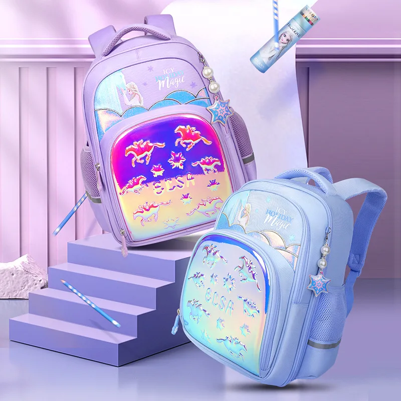 2022 Genuine Disney Frozen School Bag For Girls Elsa Primary Middle Student Shoulder Orthopedic Backpack Large Capacity Mochila