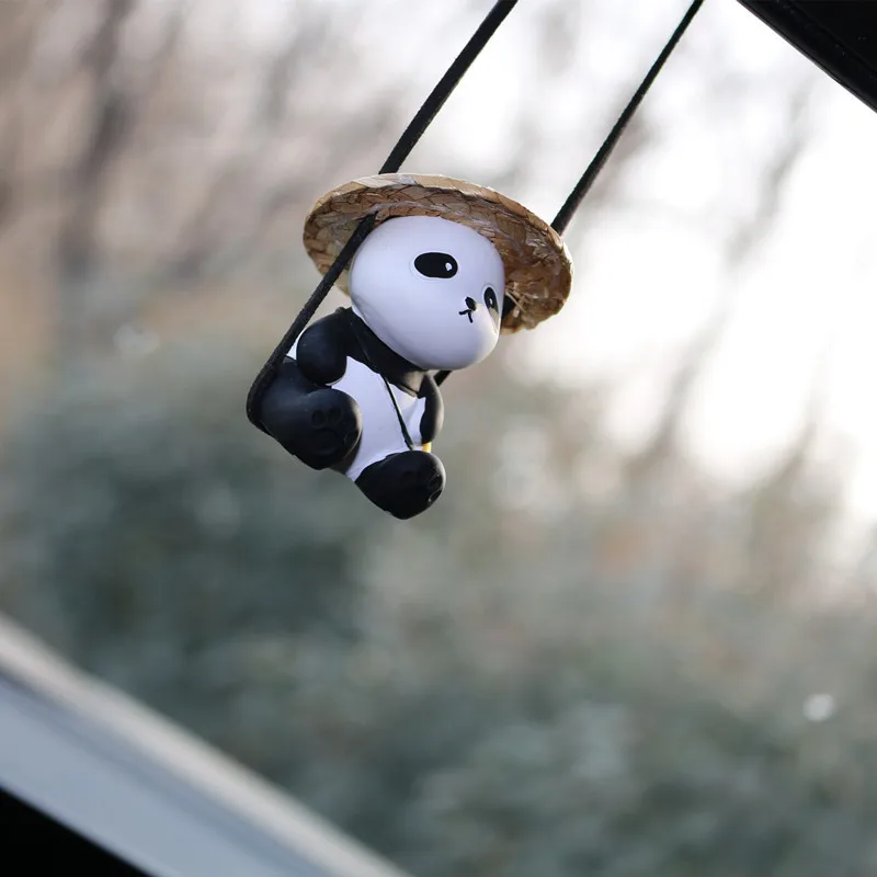 Car Rear View Mirror Pendant Swinging Car Dj Panda Hanging Ornament For  Interior Rearview Mirror Charms Mirror Accessories Funny Gifts