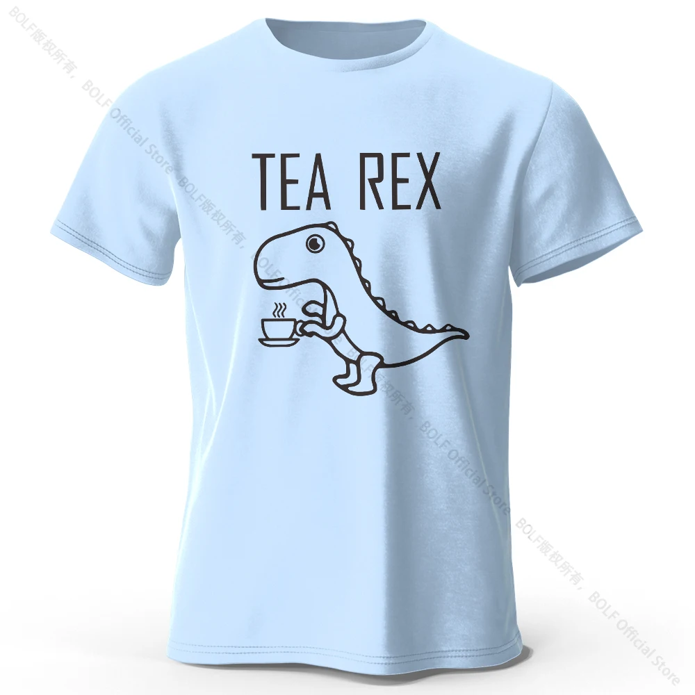 Tea-Rex Dinosaur Graphic Unisex Cotton T-Shirt - Soft & Breathable Short Sleeve Tee