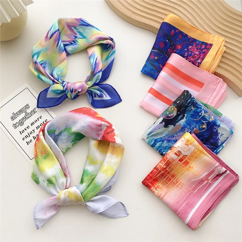 

50*50cm Fashion Women Square Head Scarf Wraps Scarves Ladies Printed Kerchief Neck Beautiful Comfortable Scarf Shawl Bandana