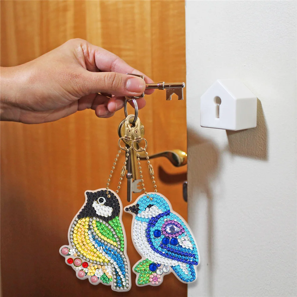 bird Pattern Diamond Painting Keyring Diamond Keychain Embroidery Cross Stitch Bag Pendant Ornament Gift diamond painting diamond keychains