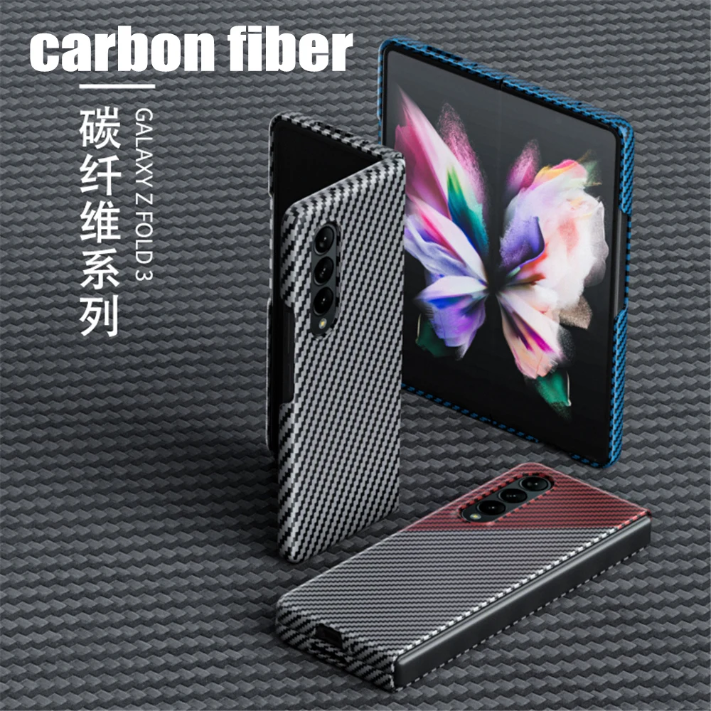 

Чехол для Samsung, Galaxy Z Fold 3 5G, углеродное волокно, сверхтонкий, противоударный, защита для объектива камеры