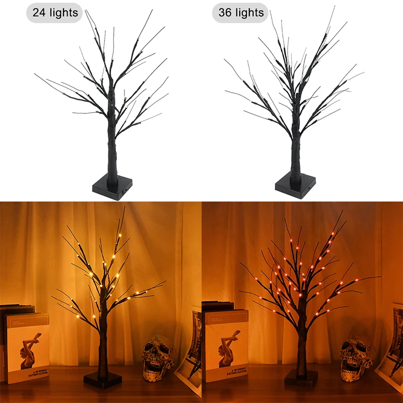 

60cm Lighted Birch Tree Battery Powered Warm White LED Artificial Branch Tree for Home Party Christmas Wedding Tabletop Decor