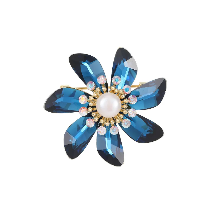 Bright Zircon Crystal Flower Brooch Jewelry For Ladies Fashionable Temperament Wedding Corsage Luxury Bouttoniere Accessory