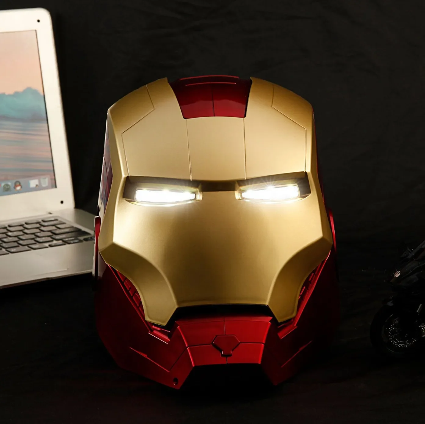 1/1 Supereroe Iron Man Casco Maschera Con Led Light Figure Ironman Mark Model Cosplay Costume Party Anime Stage Show Puntelli Regalo