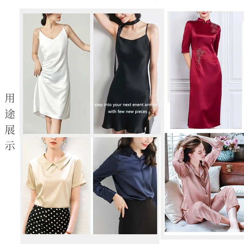 16 M 100% Mulberry Silk Crepe Satin Cheongsam Fabric Dress Shirt Pajamas Pants
