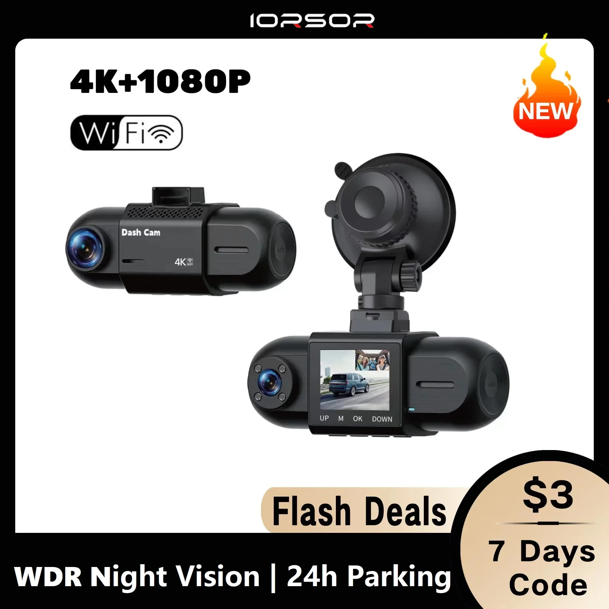 

4K Mini Camera Wifi Dash Cam for Car Dual Dvrs Video Registrator Dashcam 24h Parking Monitor Dvr Kamera Samochodowa Rejestrator
