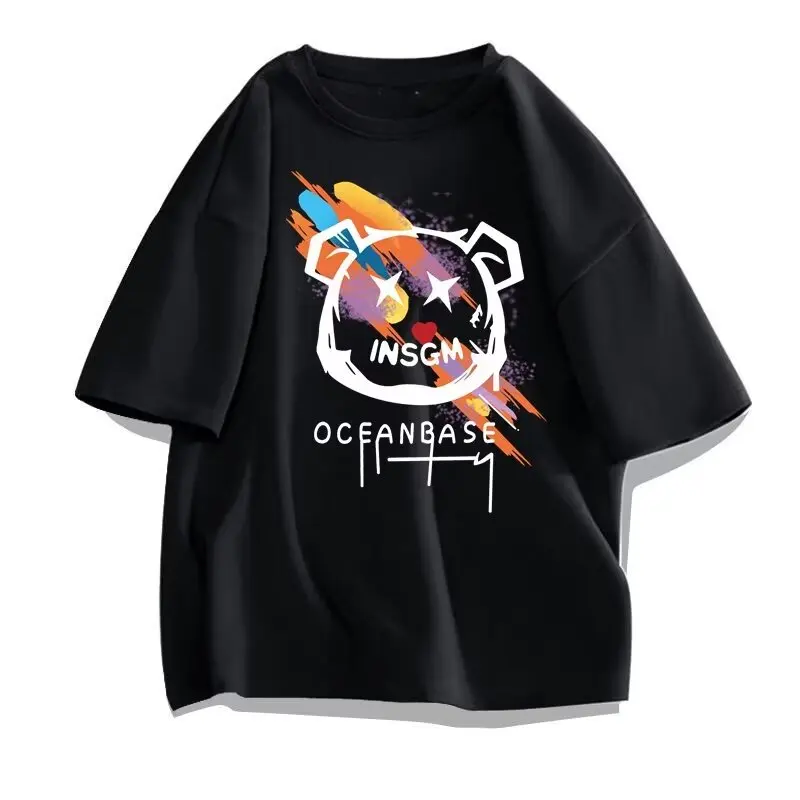 

Футболка мужская с принтом, из натурального хлопка, дышащая, впитывающая пот, Черная