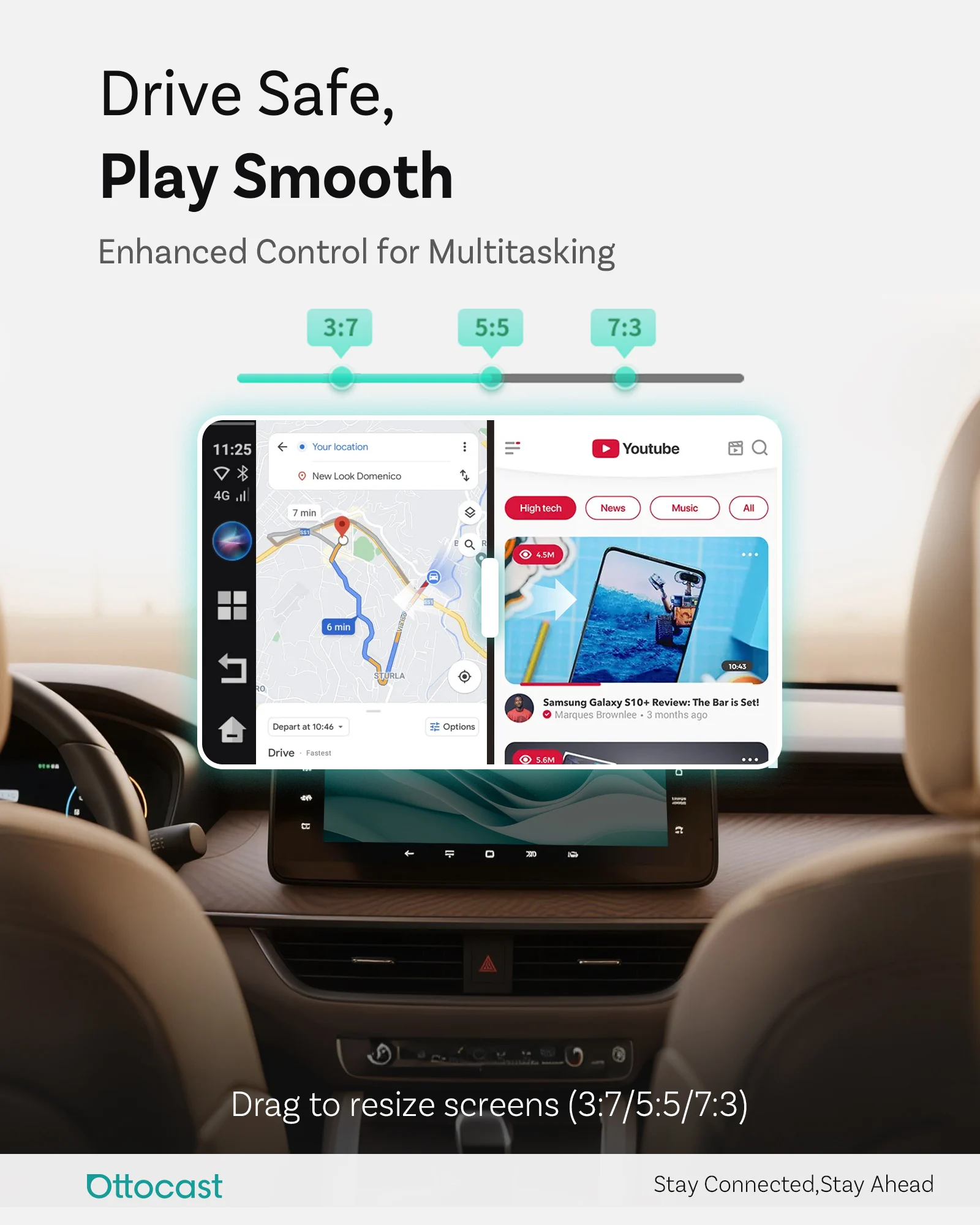 OTTOCAST E2 Wireless CarPlay Android Auto Ai Box Video Adapter Car