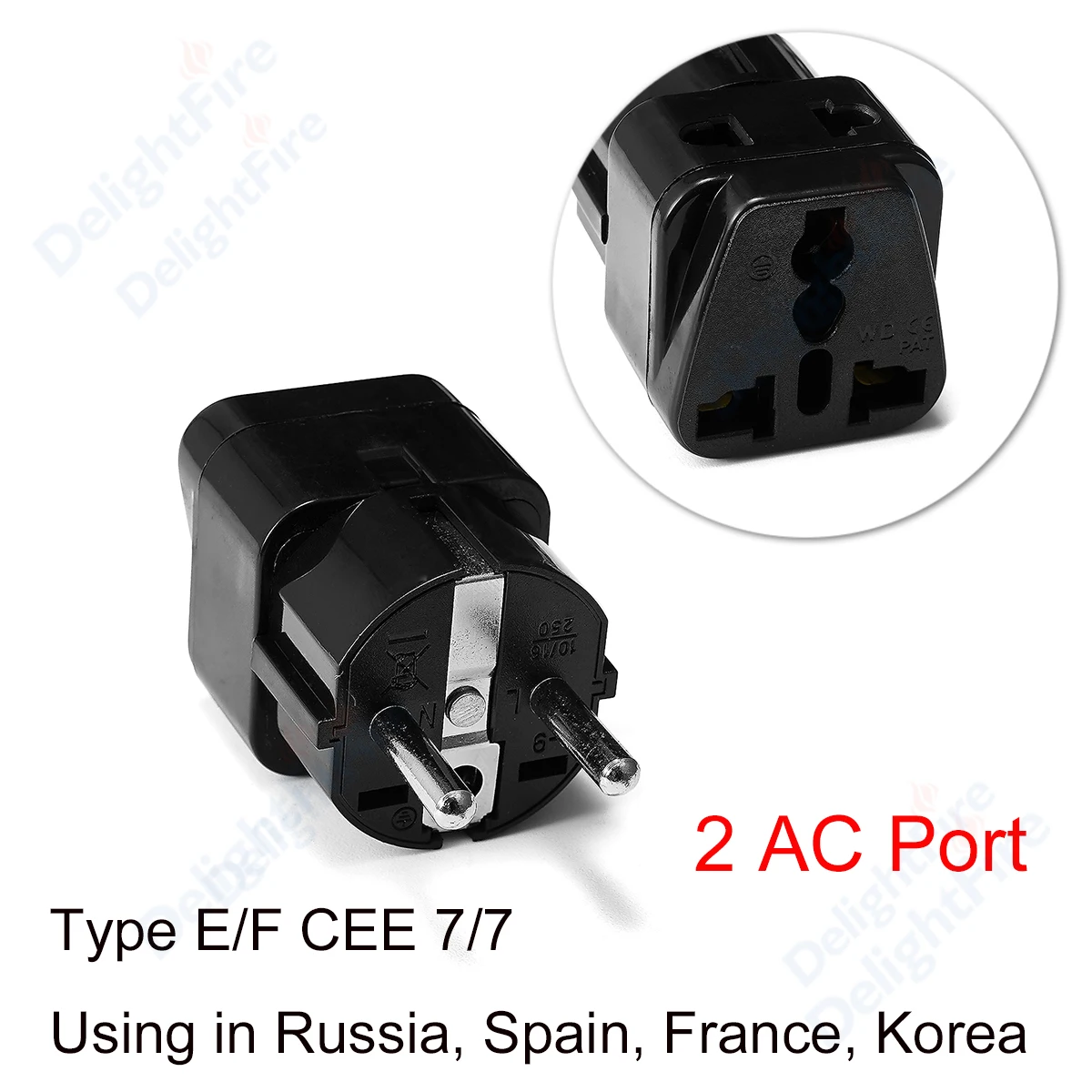 2x Adaptador de enchufe en - Juego de 2 piezas Tipo B adaptador de viaje de  enchufe para , , España, - convertidor Convers Ce