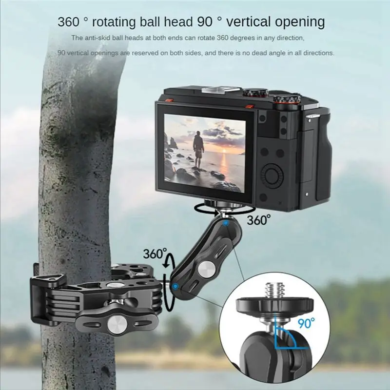 N05R GoPro용 파워 크랩 클로 피포드 휴대용 알루미늄 합금 자동차 튜브 클립 휴대폰 확장 브래킷