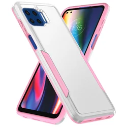 Ultimate Heavy Duty Rugged Armor Shockproof Phone Case with TPU Bumper and Hard Plastic Back Cover for Moto One 5G (White)