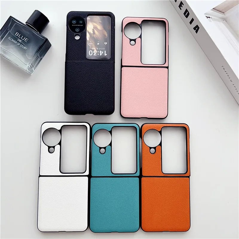 

Lychee Pattern Phone Case For OPPO Find N3 Flip Solid Color Protective Cover Shell