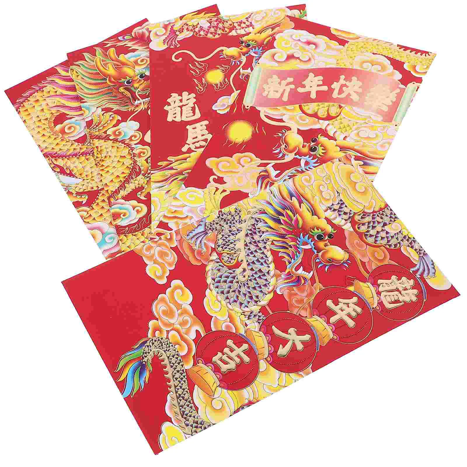 

Красные конверты HongBao с надписью «дракон», красные конверты в китайском стиле, новогодние пакеты для денег, сумки для денег на удачу (смешанный стиль)