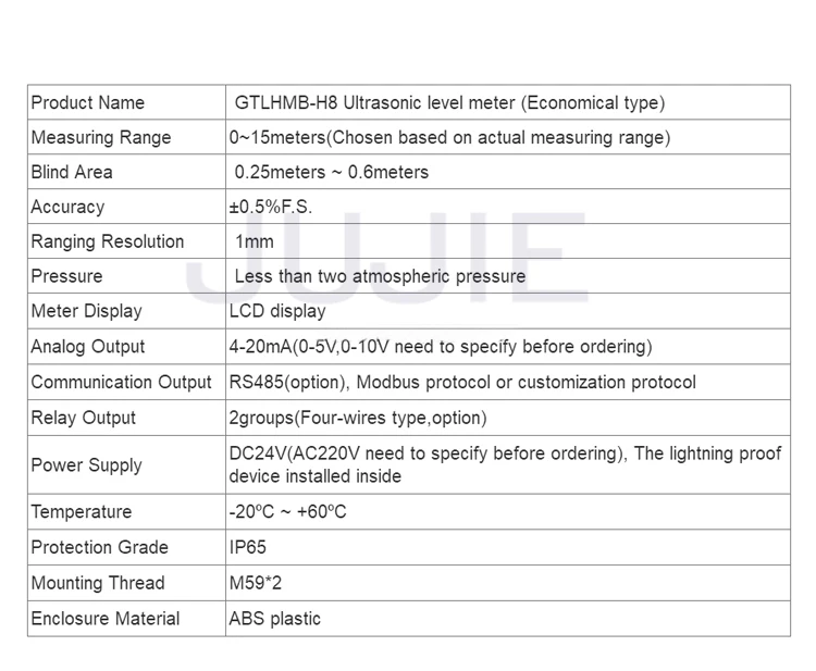 3m 5m 8m 10m Ultrasonic Level Meter 4-20mA Noncontact Level Meter Oil Fuel Tank
