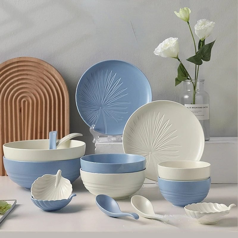 Ceramic Household Tableware Set Japanese Soup Bowls And Spoons