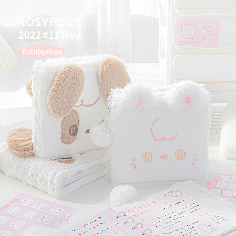 Rosyposy Bonito Tutu Filhote de Cachorro Byebye Gato de Pelúcia Notebook Folha Solta Página Colorida Kawaii