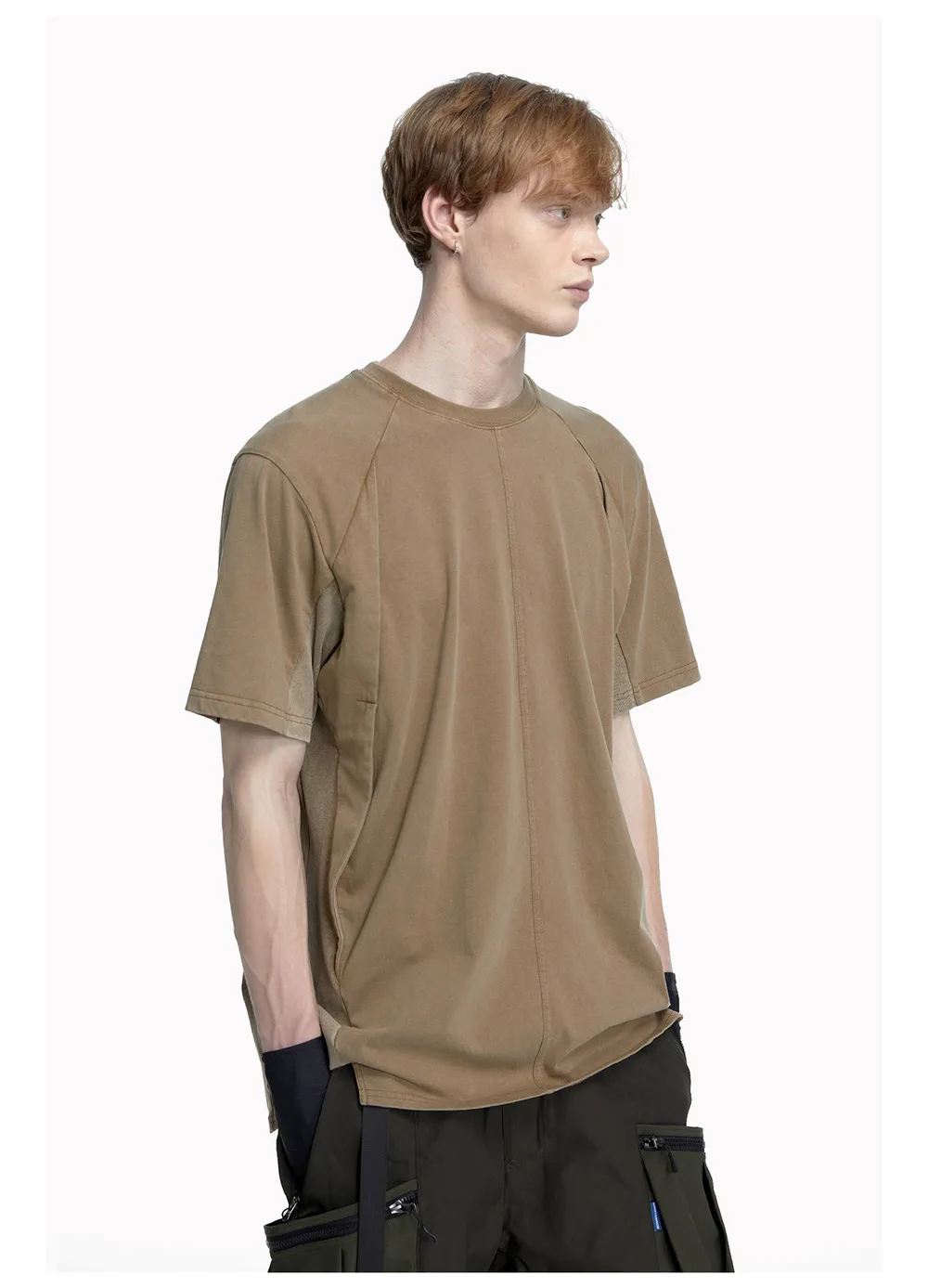 Reindee lusion 23ss 201 structural cut pure cotton t-shirt stacked structure diamond shape hem techwear gorpcore