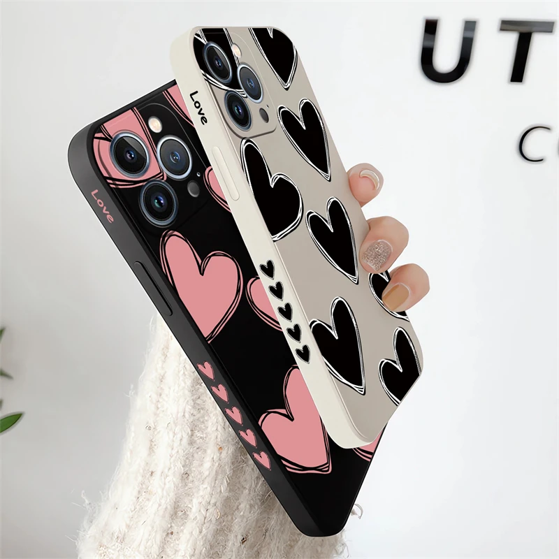 Fashion Love Heart Matte Silicone Case Cover - Elegant Liquid Protection