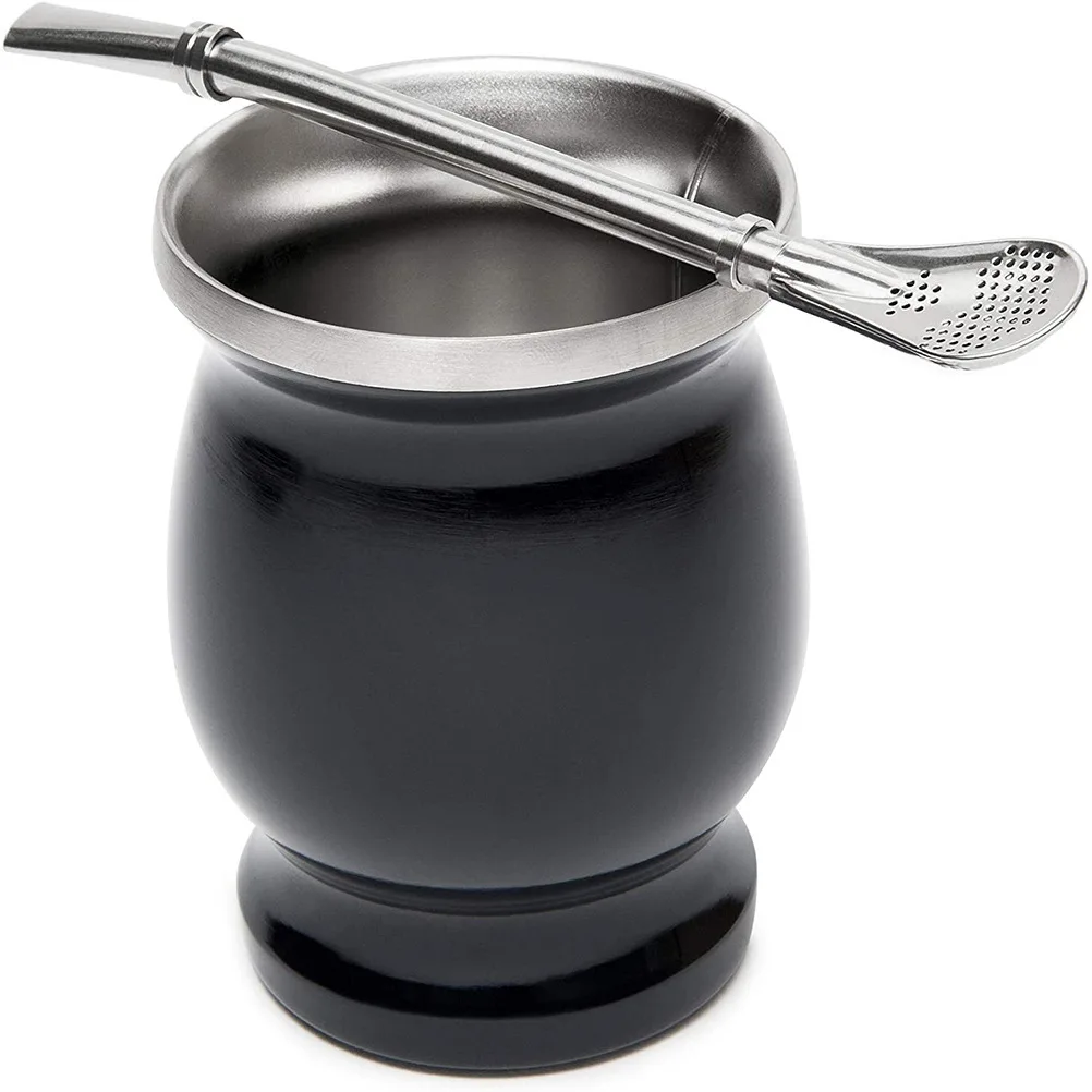 thumbnail image 5 of Mate argentino de 8 onzas de acero inoxidable 304 de doble pared con cepillo de limpieza y bombillas, 5 of 6