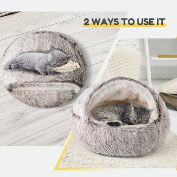 21'' Pet Cat Dog Lovely Cat Beds Nest Soft Comfortable Semi-enclosed Cat Nest Kennel indoor Pet house Supplies for Pet to Rest 4