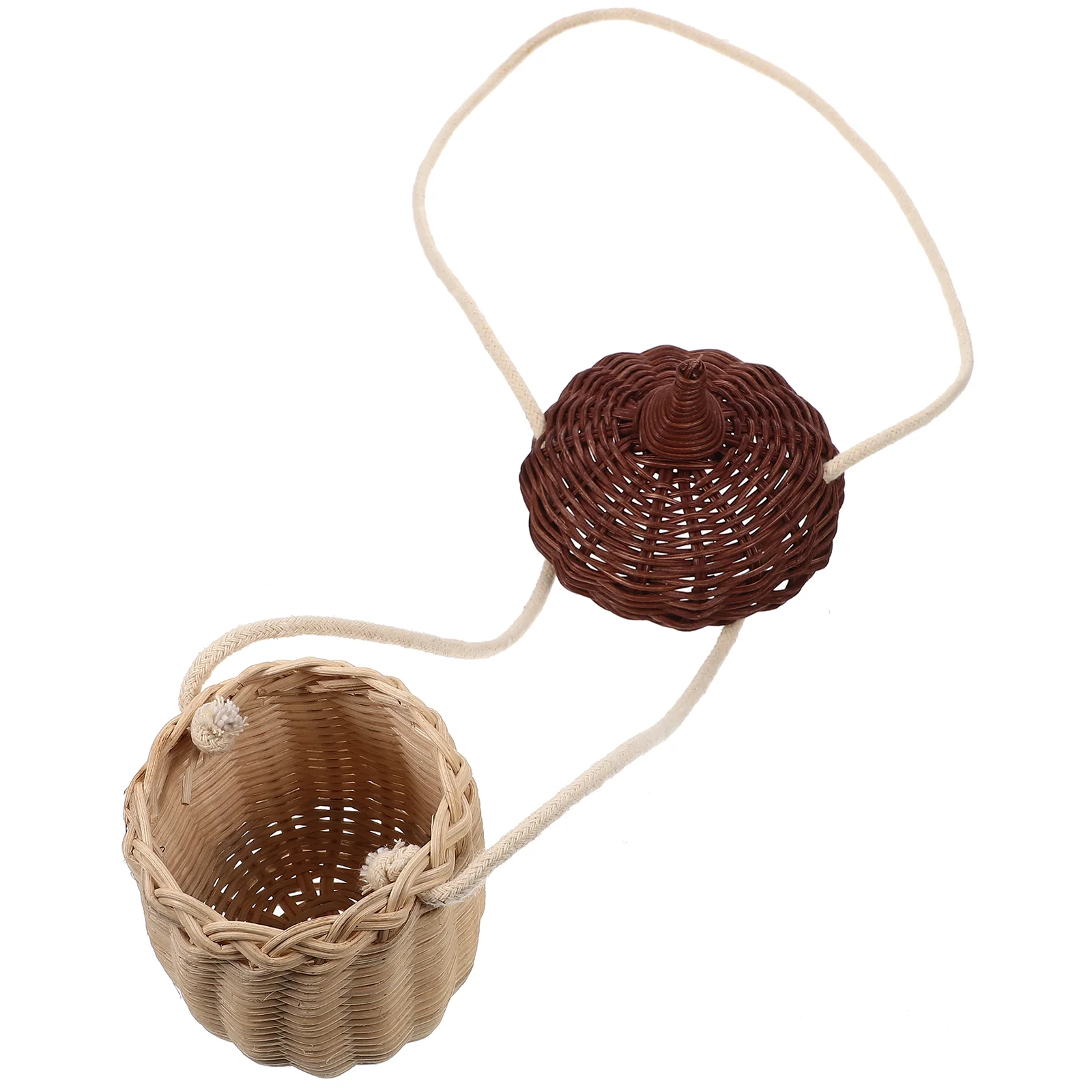 Acorn Shape Mini Rattan Woven Basket Kids Crossbody Bag Storage Baskets Handbag Shoulder Bag Purse Mini Cross Body Bag Home 4