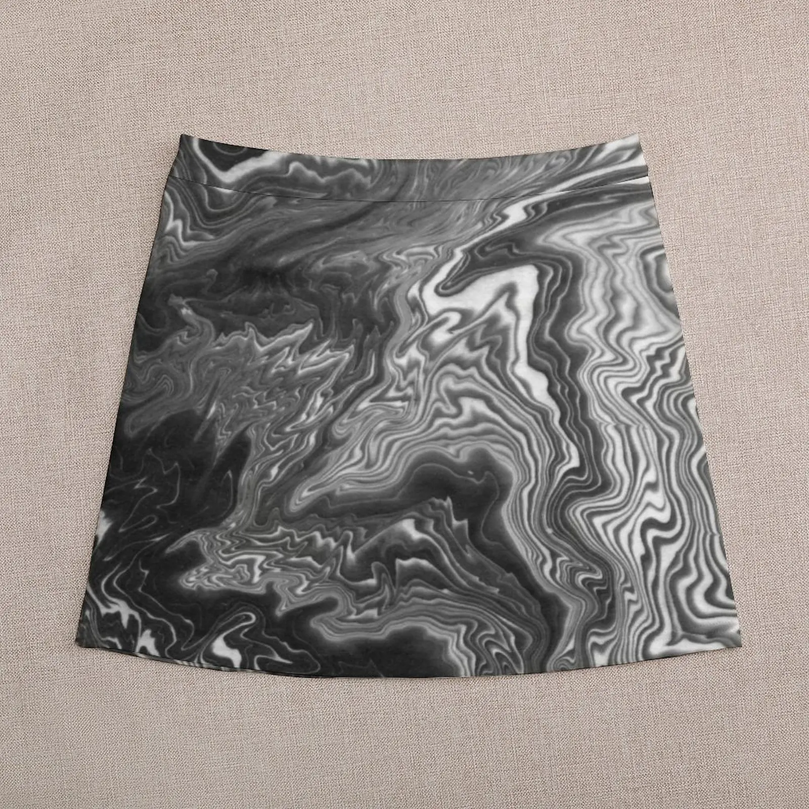 Izumi - spilled ink marble landscape abstract painting handmade art print texture black and white Mini Skirt Women skirts