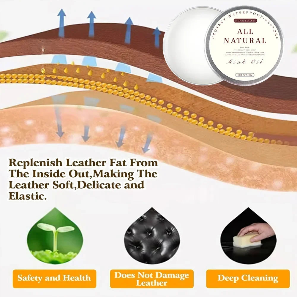 Leather Care Cream for Shoes Bags with Mink Oil